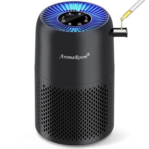 Air Purifiers for Home Bedroom, AromaRoom H13 HEPA Air Purifier Filter for Allergies, Pollen, Smoke, Dusts, Pets Dander, Odor, Hair, 22dB Quiet Air Cleaner for Room, Office, Dorm, AP100-B (Black)