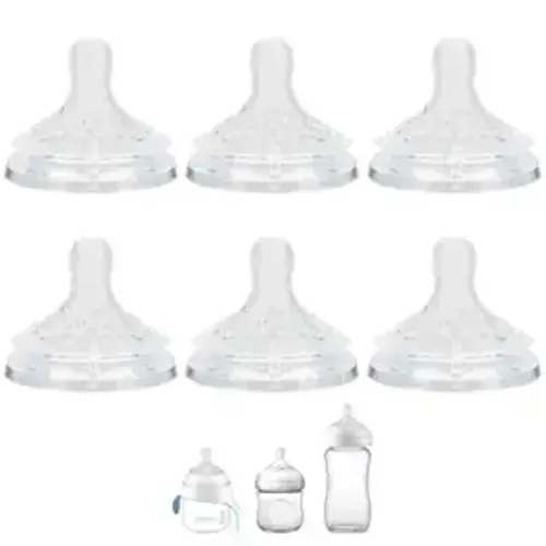 Silicone Nipple for Philips Avent Natural Baby Bottles and Natural Trainer Sippy Cup, Slow Flow (Flow 2), 0m+, 6 Count