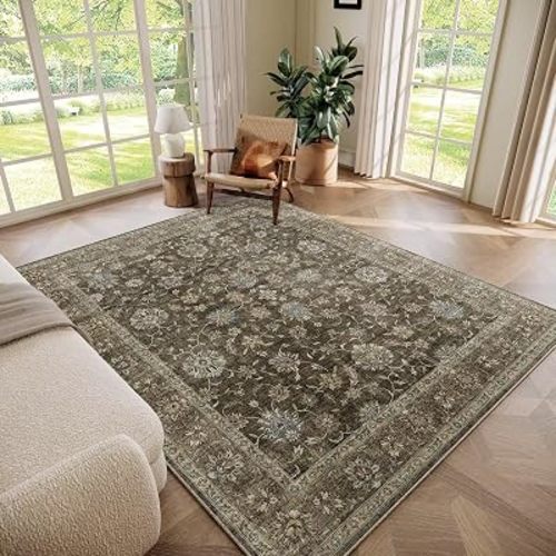 Washable 5x7 Area Rugs for Living Room Bedroom, Mocha/Taupe