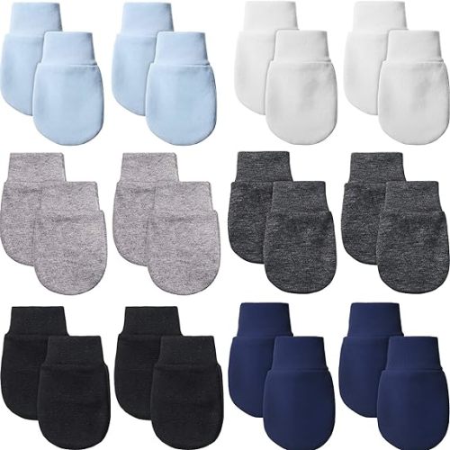 12 Pairs Newborn Baby Mittens Infant Toddler Gloves No Scratch Mittens Gloves for 0-6 Months Baby Boys Girls