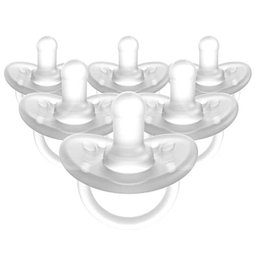 Evenflo Feeding Balance Plus Stage 1 Cylindrical Baby, Newborn and Infant Pacifier - Developed with Pediatric Feeding Specialists - 0 to 6 Months - Clear - (Pack of 6)