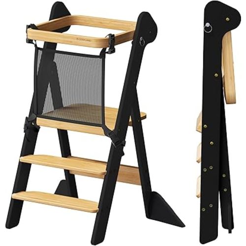 COSYLAND Toddler Tower Standing Foldable Kids Step Stool Kitchen Helper