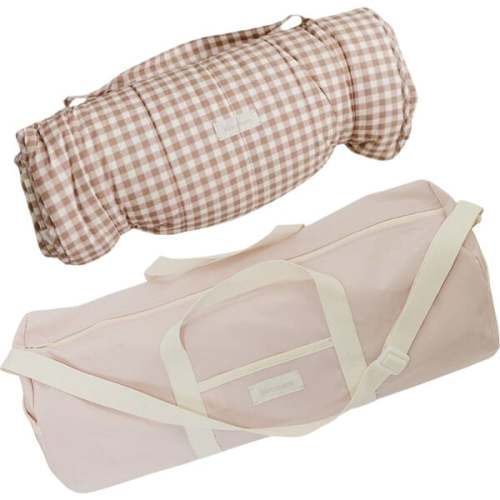 Nap Mat Set, Brown Gingham & Pink Bag - Bloomere | Maisonette