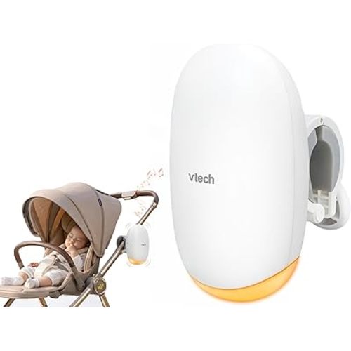 VTech Baby Stroller Rocker & Sleep Soother, Portable, Hands-Free & Rechargeable, 3-Level Rocking, Amber Night Light, IPX2, Auto-Off Timer, Universal for Strollers, Prams, Car Seats & Cribs, V-Hush VR1