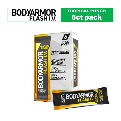 BODYARMOR Electrolyte Powder Sticks Tropical Punch with Immunity Support, 6 Pack