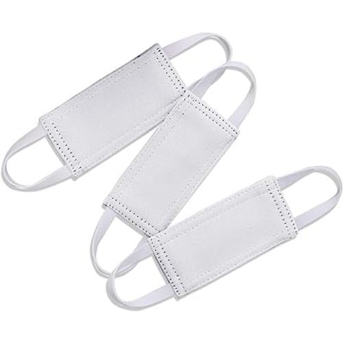 PONY DANCE Baby Door Latch Cover Closer - Nursery Door Silencer with Strong Elastic Straps, Thick Solid Cushion for Noise Reduction, Prevents Slamming, 3 Pieces, 4W x 2L Inches, Greyish White