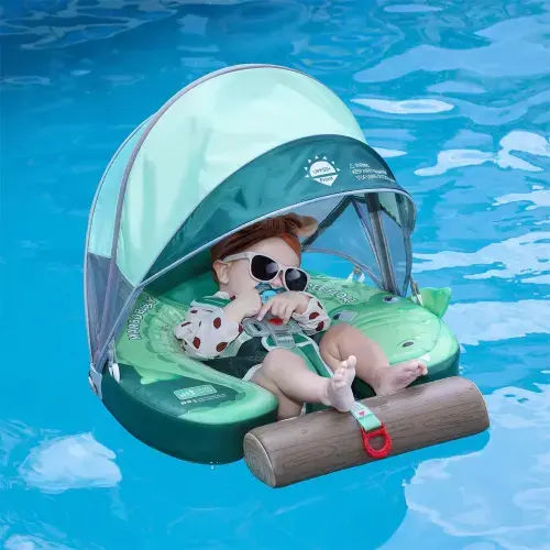 Mambobaby Float Non-Inflatable Baby Float with Canopy, Five-Point Safety System, 3D Canopy(Detachable) UPF 50+, Baby Pool Floats for 3-24 Months, Dual-Mode Toddler Swim Floaties