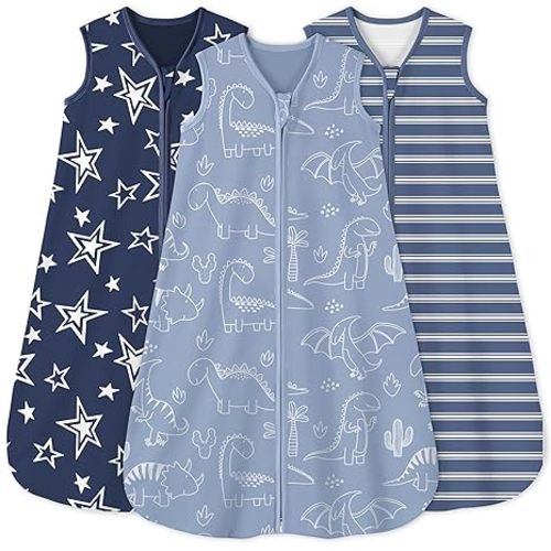 Yoofoss Baby Sleep Sack 6-12 Months 0.5 Tog Wearable Blanket for Baby, 3 Pack 100% Organic Cotton Infant Toddler Sleeping Sack 2-Way Zipper Lightweight Sleep Sack