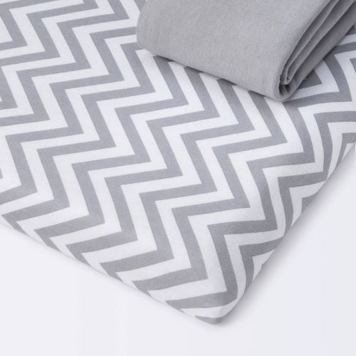 Fitted Play Yard Jersey Sheet - Cloud Island™ Chevron/gray 2pk
