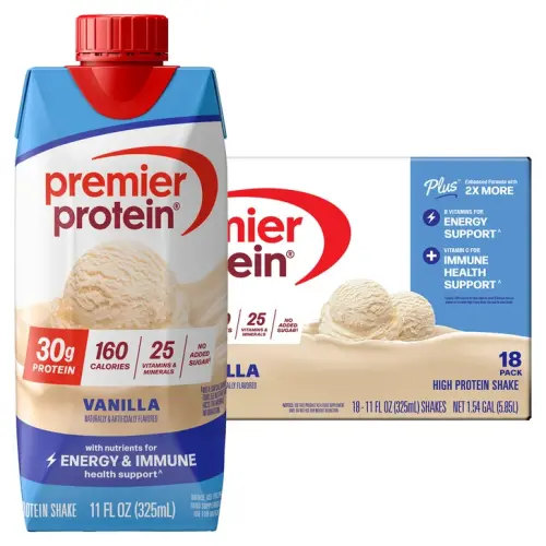 Premier 30g Protein PLUS Energy and Immune Support Shakes, Vanilla, 11 fl oz, 18-pack | Costco