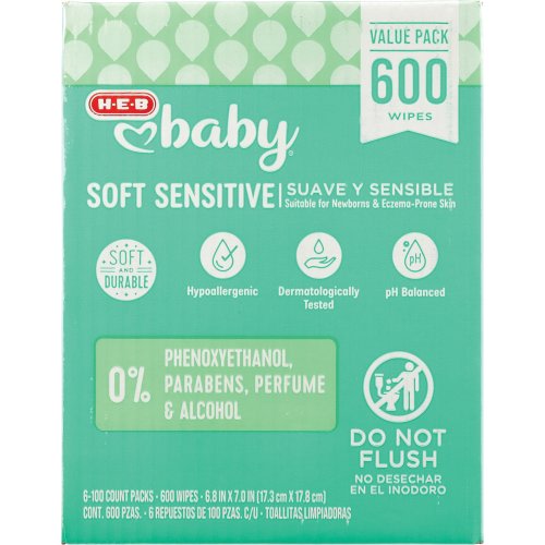 H-E-B Baby Wipes - Soft Sensitive, Value Pack