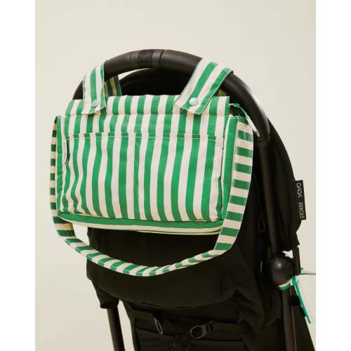 Universal Baby Stroller Organizer Bag Converts To Crossbody | Green Stripe - Storq by Kindred Bravely