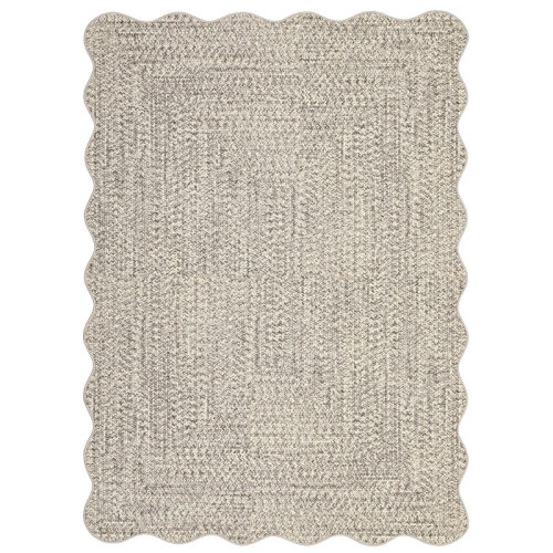 Ebern Designs Farmhouse Scalloped Rug Washable Rug with Non Slip TRP Backing, Low Pile Non Shedding Rustic Carpet, Soft Thin Foldable Printed Mat for Living Room Bedroom | Wayfair