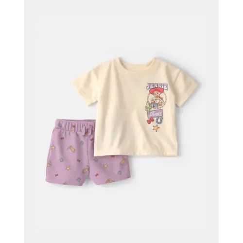 Baby Girl 2-Piece Pixar© Toy Story French Terry Short-Sleeve Top & Short Set - Purple/Cream | Carter's