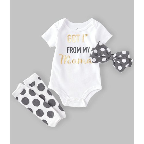 Baby Starters Baby Girls Short Sleeve Got It From My Mama 3-Piece Set