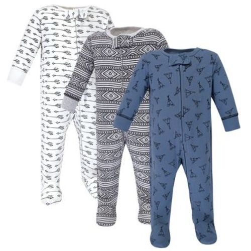 Yoga Sprout Baby Boys Cottton Zipper Sleep and Play 3pk, Arrows, 3-6 Months