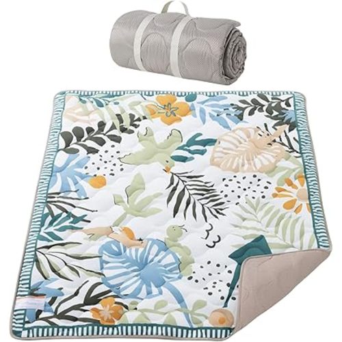 Momcozy Baby Play Mat for Floor, 59"x71" Thickened Playpen Mat, Playmate for Baby Tummy Time, Waterproof & Non-Slip, Foldable Outdoor Mat with Carrying Handle, Forest World