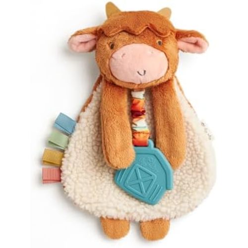 Itzy Ritzy Lovey Including Teether, Teething Relief, 0M+ (Highland Cow)