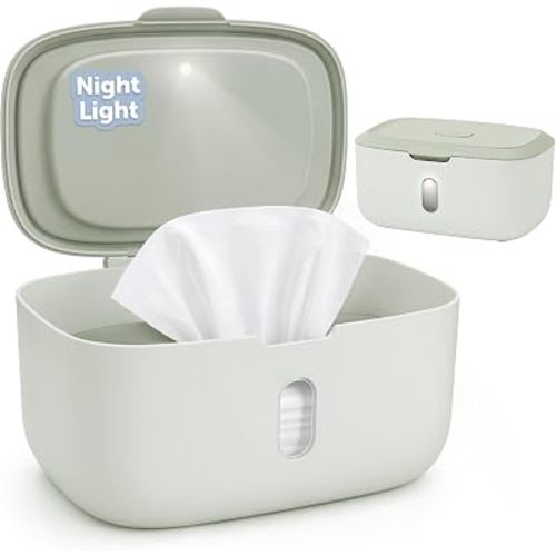 Jool Baby Wipes Dispenser with Built-in Nightlight – Pull Out One Wipe At a Time – Holder Fits Standard Continuous Wipes (Sage)