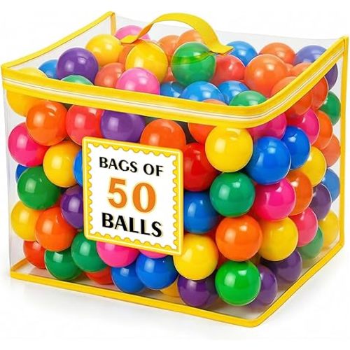 Ball Pit Balls for Toddlers: 50 100 200 Colorful Non-Toxic Balls with BPA-Free, Phthalate-Free, Crush-Resistant Polyethylene Plastic, 2.2 Inches, Perfect Toy for Boys and Girls Play