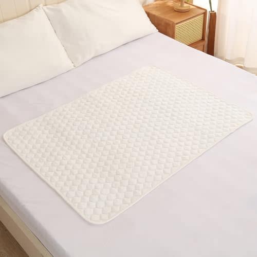BlueSnail Washable Underpads,Super Absorbent and Waterproof Bed Pds, Portable and Reusable Incontinence Pads for Toddler,Adults,Elderly and Pets (31" x 40" Pack of 2)(White)