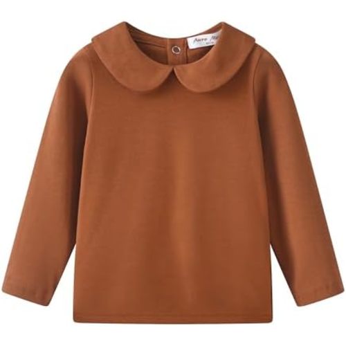 Toddler Kids Girls Boys Basic Peter Pan Collar Tee Shirt T-Shirts Tops Bottom Long Sleeve Solid Blouse