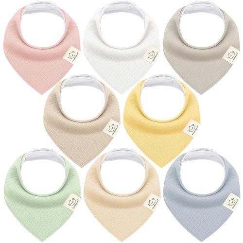 KeaBabies 8pk Organic Baby Bandana Bibs for Drooling Teething (Dawn/Quin)