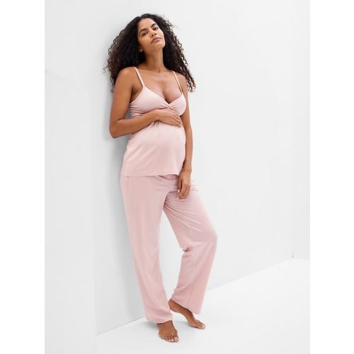 Maternity Satin PJ Cami in dull rose pink