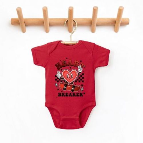 The Juniper Shop Heart Breaker Skater Baby Bodysuit - 6 Month - Red