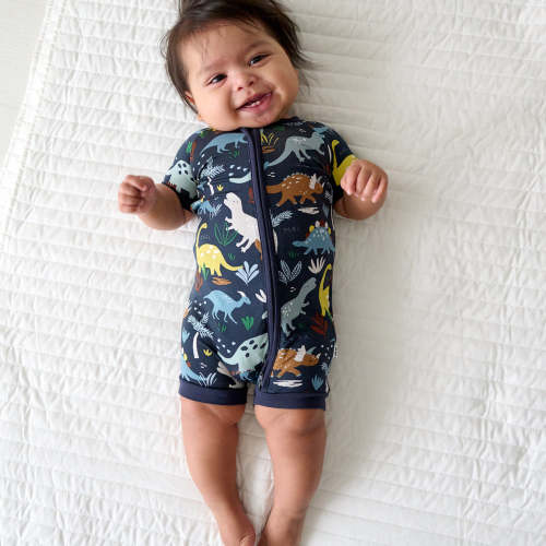 Navy Jurassic Jungle Shorty Zippy - Little Sleepies