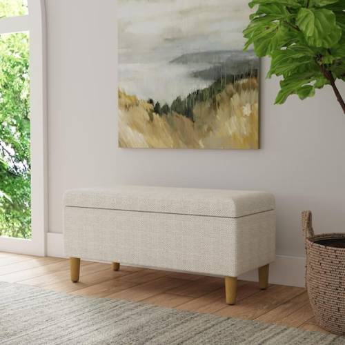 Malmo Cream Chevron Woven 36 in. Bedroom Bench Backless with Storage