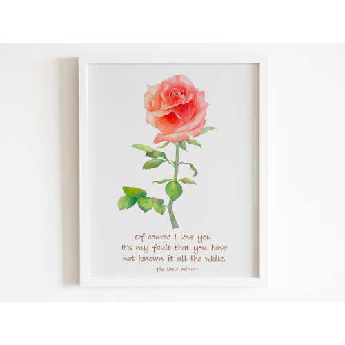 The Little Prince Print , The Little Prince Wall Art , Le Petit Prince Nursery Wall Art, Little Prince, Rose, PRINTABLE Digital File
