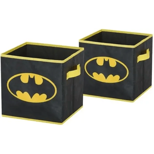 Batman Kids Storage Cubes, 2 Pack Foldable Fabric Bins with Handles, Collapsible Organizer Boxes for Bedroom, Playroom & Nursery, Durable Kids Storage Solution