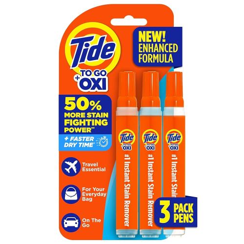 Tide Stain Remover for Clothes, Tide To Go Pen, Instant Stain Remover & Spot Cleaner, Portable & Travel-Friendly, Works on Food & Drink Stains, Fits in Purses & Bags, 3 Count (Pack of 1)
