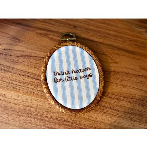 Hand Embroidered "Thank Heaven For Little Boys" Hoop | Baby Boy Nursery Decor, Vintage Wall Decor, Baby Shower Gift