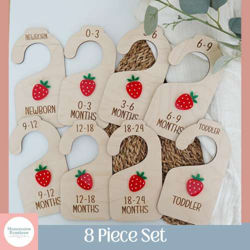 Strawberry Baby Closet Dividers, Nursery Organization, Strawberry Clothing Dividers, Wood Dividers, Baby Shower Gift, Baby Gift Bundle