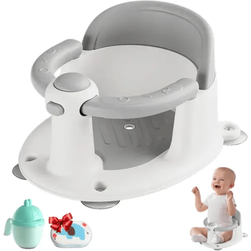 Baby Bath Seat for Babies 6 Months & up, Non-Slip Toddler Bath Seat for Baby & Newborn, Sit Up Bath Seat for Baby,Grey