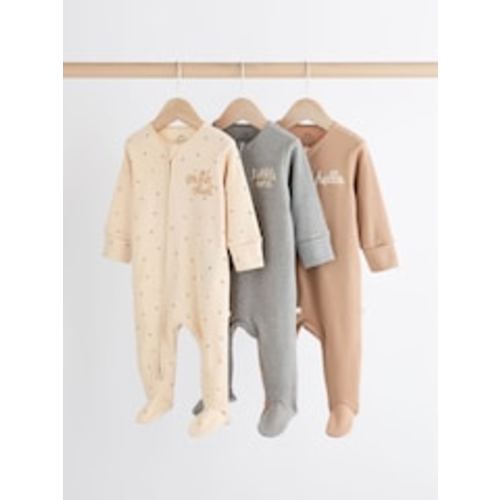 Buy Neutral Milk Club Baby Two Way Zip 100% Cotton Sleepsuits 3 Pack (0mths-2yrs) from Next USA