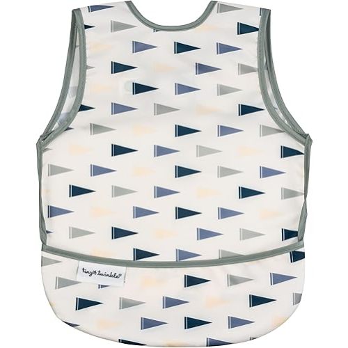 Tiny Twinkle Mess Proof Baby Bib for Girls | Waterproof Toddler Bib for Eating | Baby Apron for Feeding | Machine Washable | Perfect Shower Gift (Varsity Flags, 6–24M)