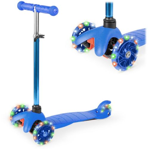Best Choice Products Kids Mini Kick Scooter Toy w/ Light-Up Wheels and Height Adjustable T-Bar, Color: Blue