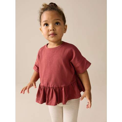 Rust Brown Short Sleeve Peplum T-Shirt (3mths-7yrs)