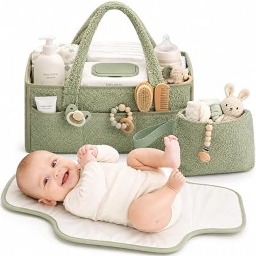Baby Diaper Caddy Organizer, Nursery Storage Baby Basket 3Pcs Set