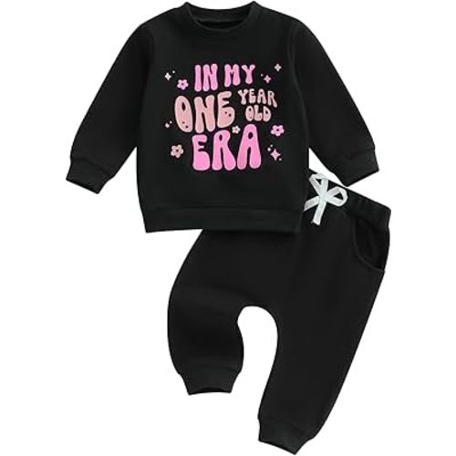 WZTYYDS Baby Girl First Birthday Outfit In My One Year Old Era Sweatshirt Fall Long Sleeve 1st Birthday Shirt Pants Set