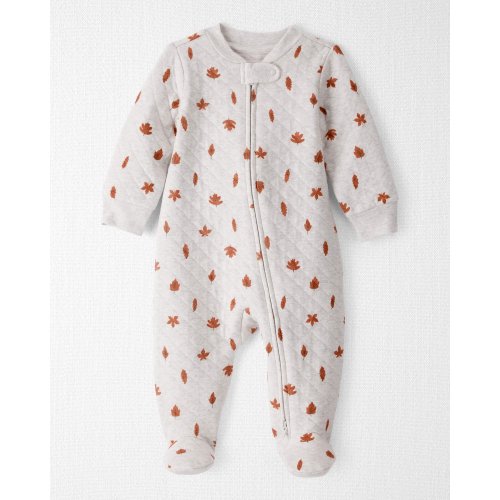 Baby Quilted Sleep & Play Pajamas Made with Organic Cotton in Leaves Print - Little Planet | Carter's