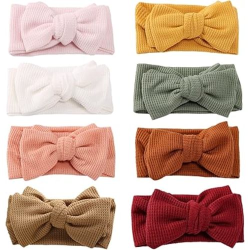 Baby Headbands Waffle Hairband with Bows for Baby Girls Newborn Infant Toddlers Kids
