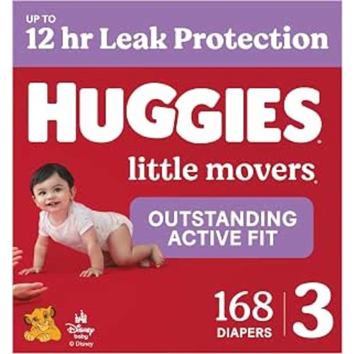 Huggies Little Movers Diapers Size 3, 168 Count (6 Packs of 28)