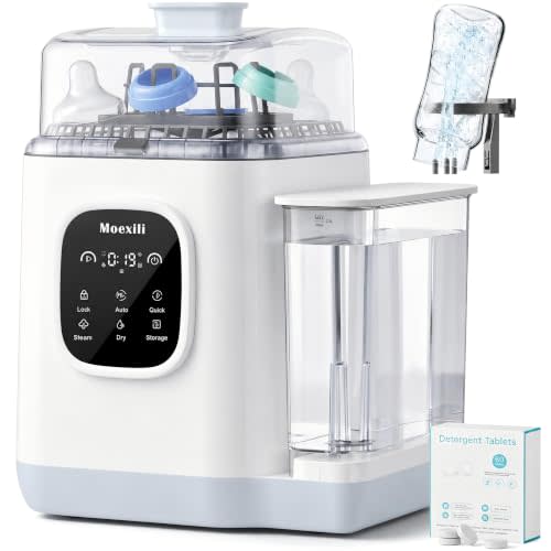 Baby Bottle Washer,Upgraded 3-Layer Cleaning,Sterilizer&Dryer | 360° Surround High-Pressure Water Flow for Thorough Cleaning,Fits Bottles, Pump Parts & Baby Essentials,Time-Saving Baby Care
