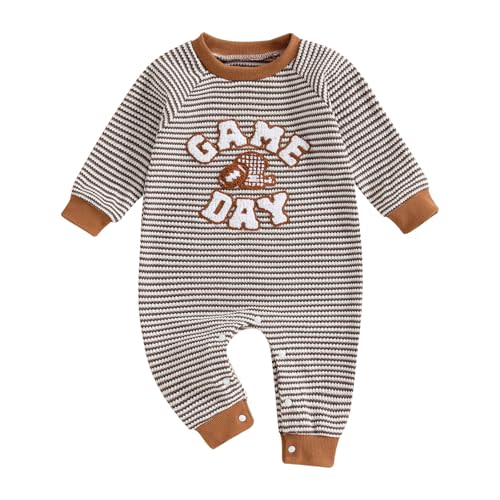 SAYOO Infant Baby Boy Football Outfit Rugby Print Funny Sweatshirt Romper Playsuit Football Season Cotton One-piece Jumpsuit
