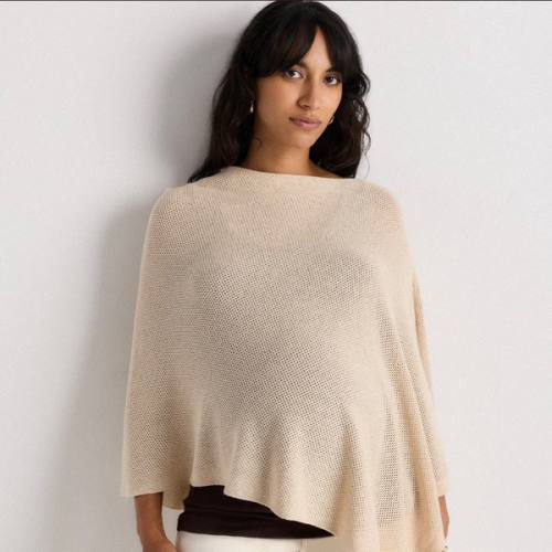 Lightweight Cotton Cashmere Nursing Shawl in Heather Oatmeal