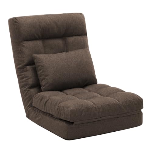 14-Position Adjustable Floor Chair for Adults with Pillow | Folding floor lounger sofa for gaming, reading, TV watching and relaxing in living rooms, bedrooms and small spaces.